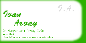 ivan arvay business card